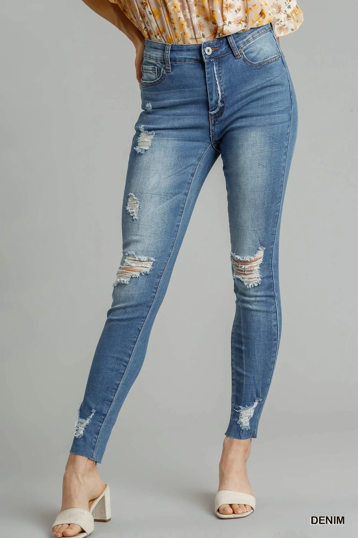 Umgee Distressed Skinny Jeans with Edge Detail