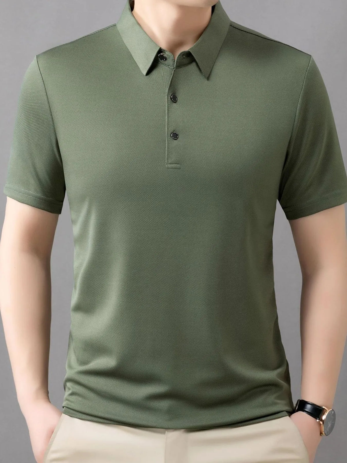 Men's Plus Size Button Detail Short Sleeve Polo