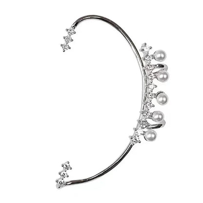 Silver Pearl Ear Cuff front view